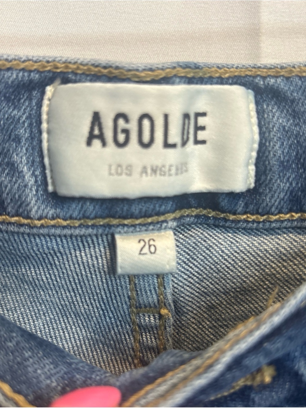 Agolde Light Blue Slim Straight Jeans with Subtle Distress - Picture 3 of 11